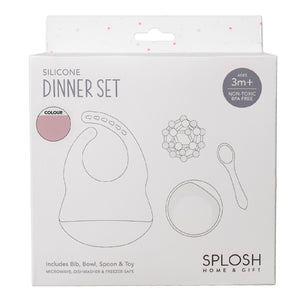 BABY SILICONE DINNER SET - PINK