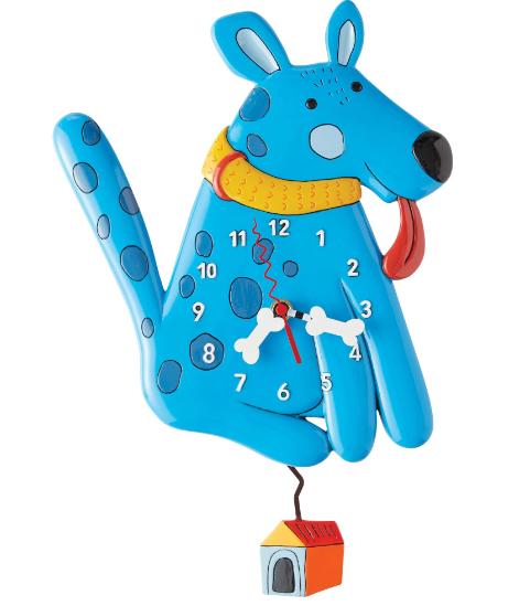CLOCK BLUE BUDDY DOG WALL CLOCK