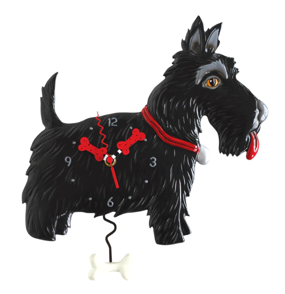 CLOCK SCOTTIE DOG