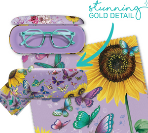 GLASSES CASE + CLOTH SUNNY BUTTERFLIES