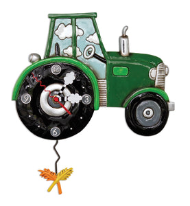 CLOCK GREEN HARVEST TIME TRACTOR